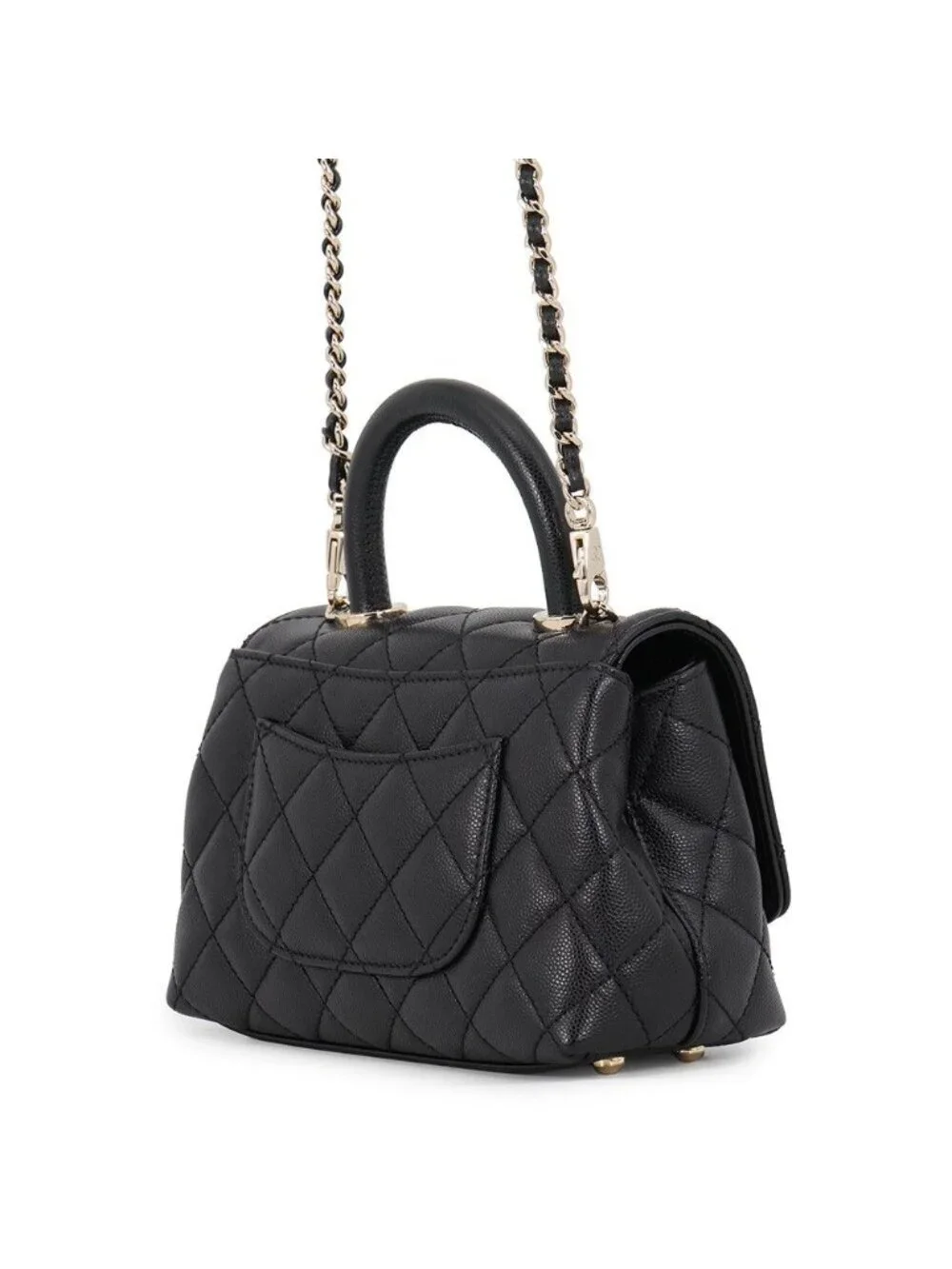 Chanel Handbag CC Logo Top Handle XXS Flap Bag Caviar Leather Bag 2-Way Black